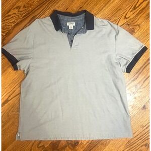 LLBean Casco Bay Polo Shirt Mens XL Regular Gray Navy Trim Short Sleeve Cotton